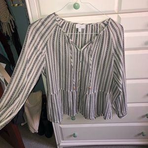 Striped Button Front Summer Blouse